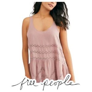 Free People | Pink Violet & Lace Trapeze Slip Dress